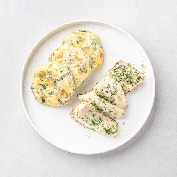 Herb-Crusted Fish With Zucchini & Spinach Cheese Bake