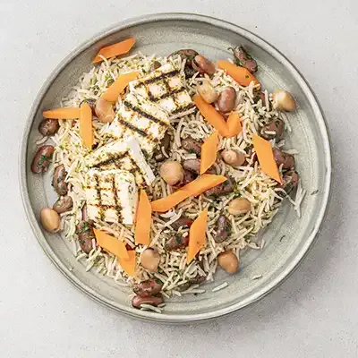 Herby Cottage Cheese with Red Bean Rice Pilaf