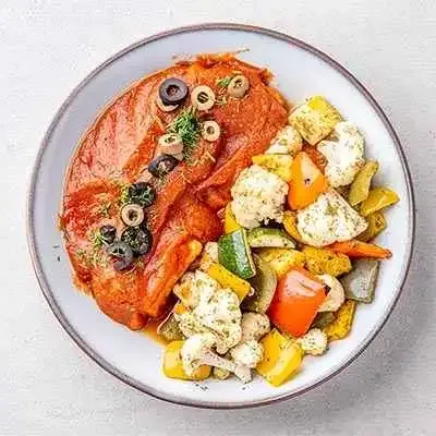 Salona Fish with Za'atar Cheese Olive Veg