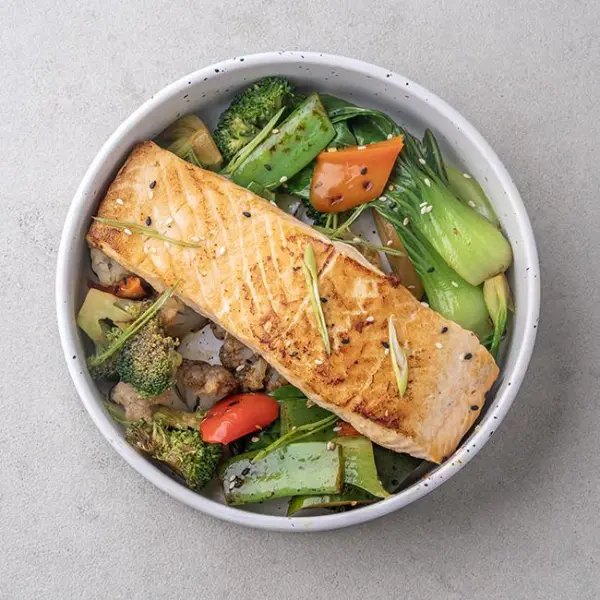 Scallion Salmon  With Soy Stir fried Vegetable
