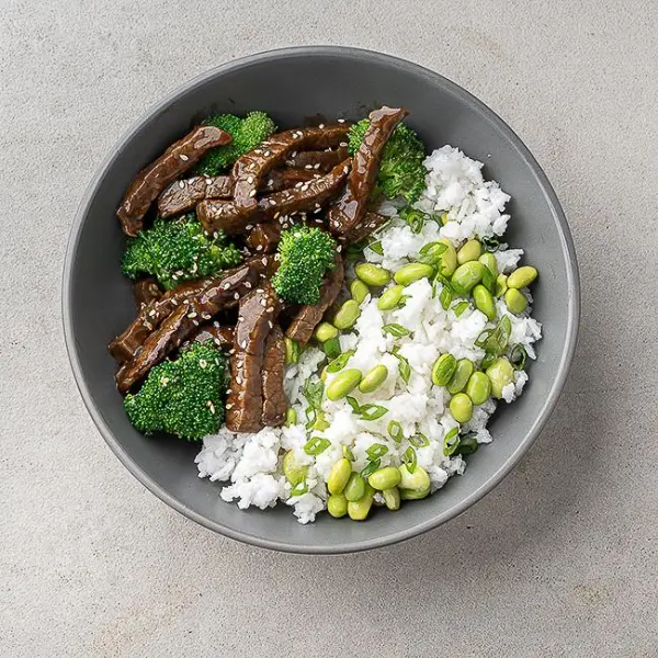 Shanghai Street Beef & Broccoli  With Scallion Edamame Rice