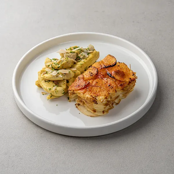 Almondine Chicken with Potatoes Anna