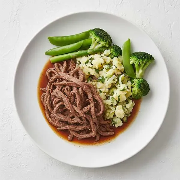 Green Garden Beef Roast with Smashed Leek Potatoes & Truffle-Scented Jus