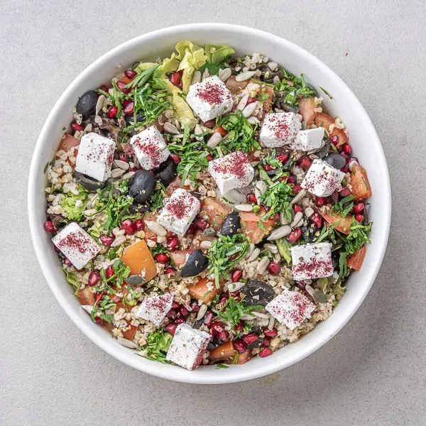 Broken Wheat Tabbouleh Salad with Sumac Feta & Super Seed