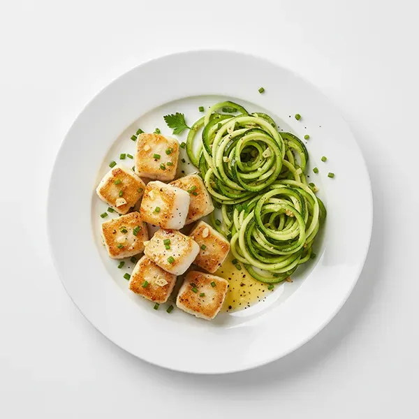 Butter Garlic Fish bites With Garlic Zoodle