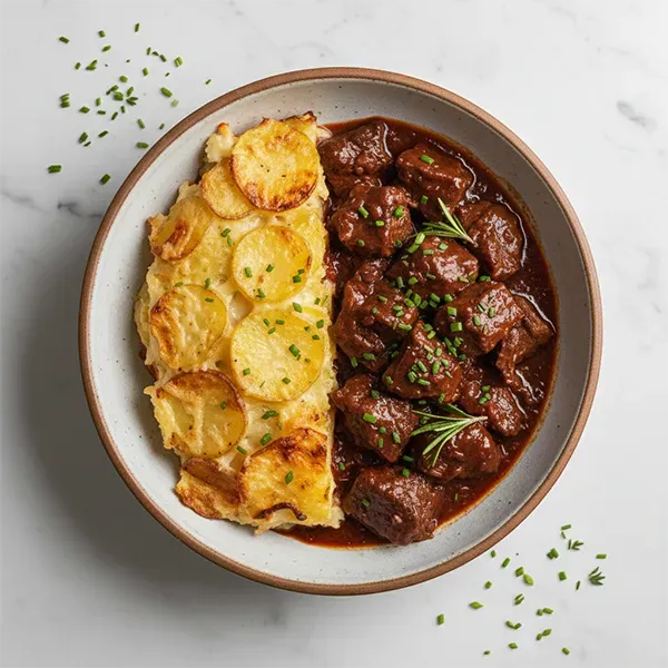 California Braised Beef with Potato Gratin