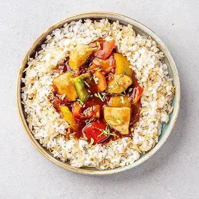 Chicken & Bell Pepper Halla Kebab with Vermicelli Rice Mix