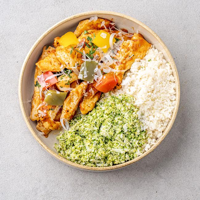Chicken & Bell Pepper Harra with Keto Vegetable Rice