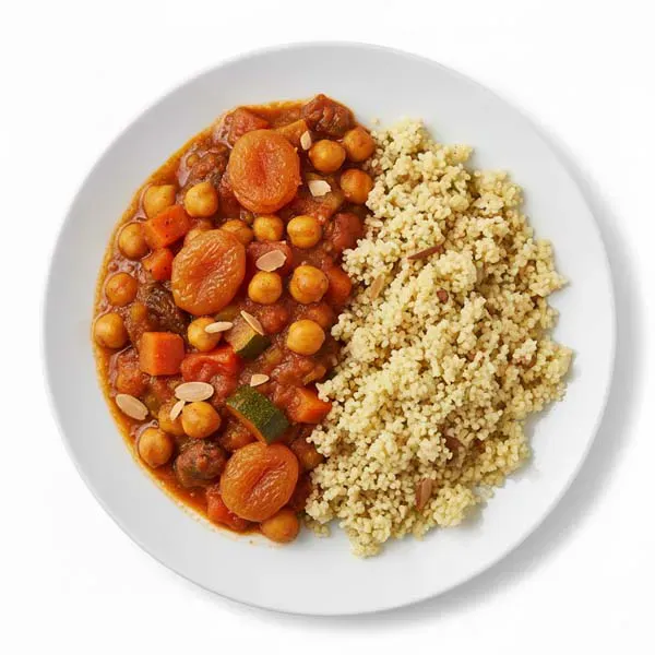 Chickpea Tagine with Apricots and Almond Cous Cous