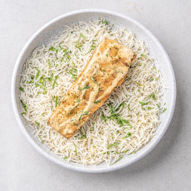 Curried Salmon  With Cilantro Rice