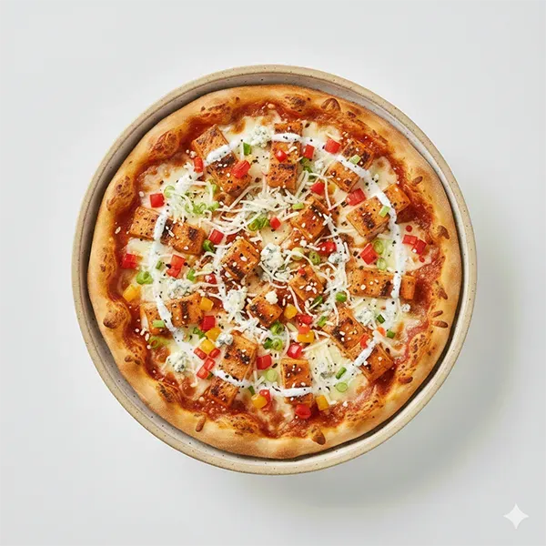 Double-cheese buffalo chicken pizza