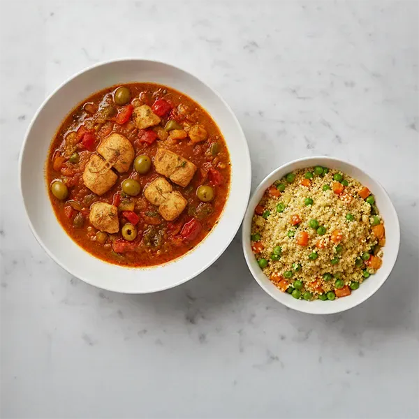 Fish Tajine Bil Hout With Carrot Peas Couscous