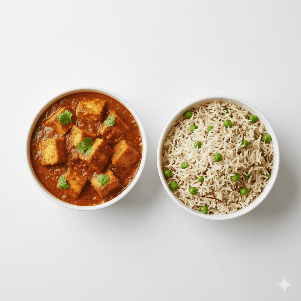 Panner Aloo Tarkari With Mutter Pulao