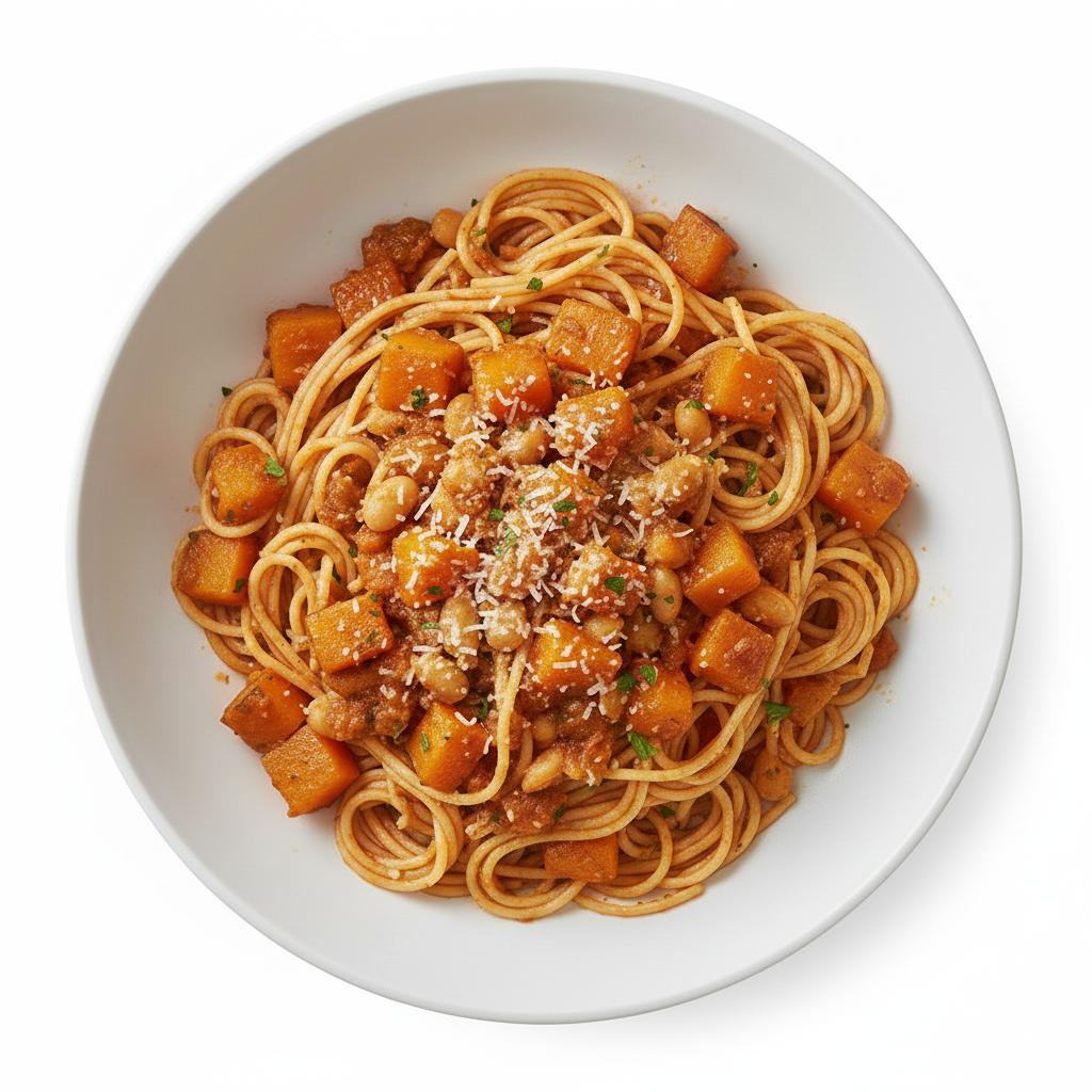 Roasted Butternut & Cannellini Ragu with Shaved Parmesan