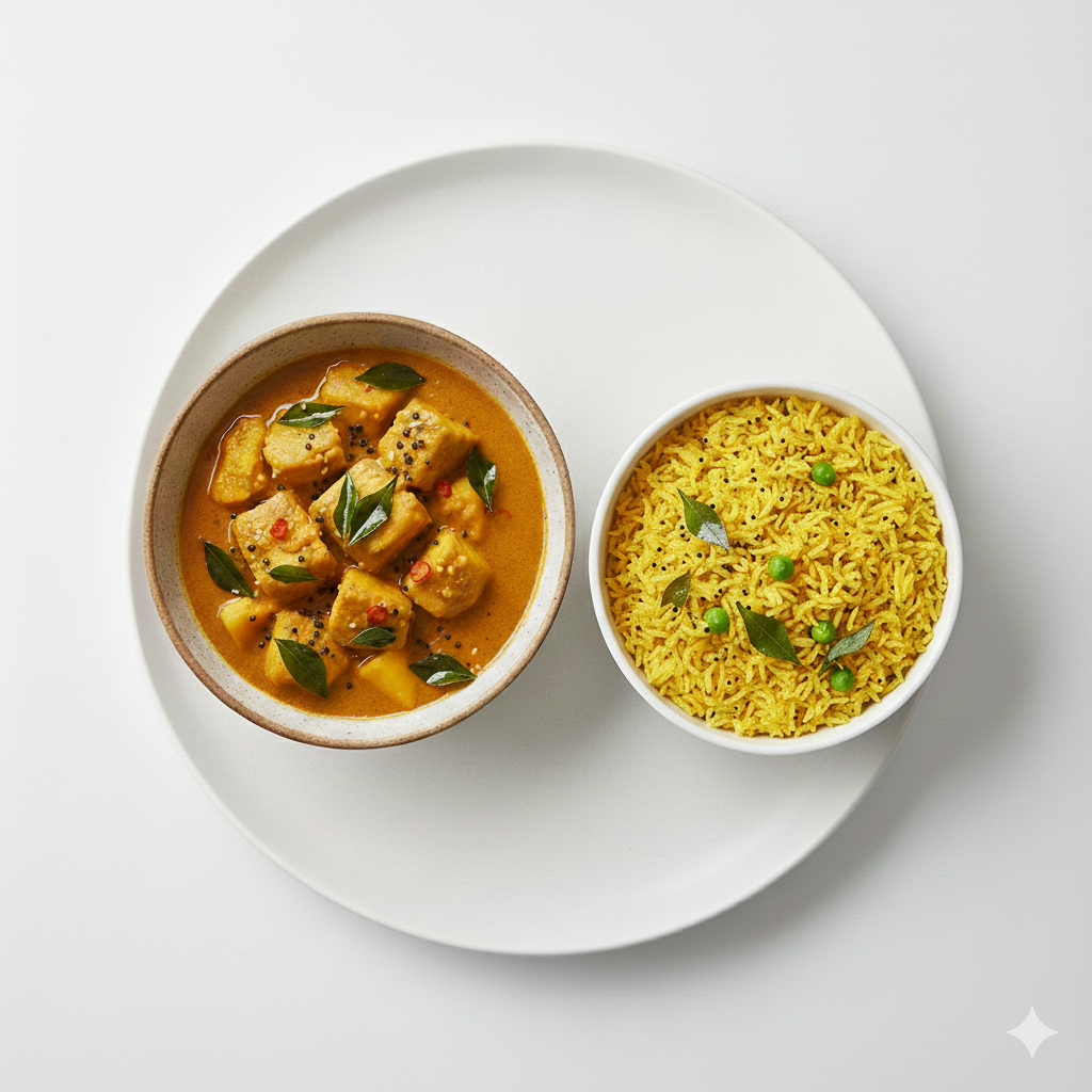 Mango Fish Curry with Lemon Rice