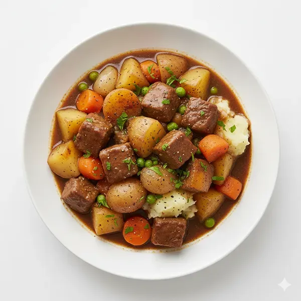 Rustic Crockpot Beef Dice with Dual Potatoes