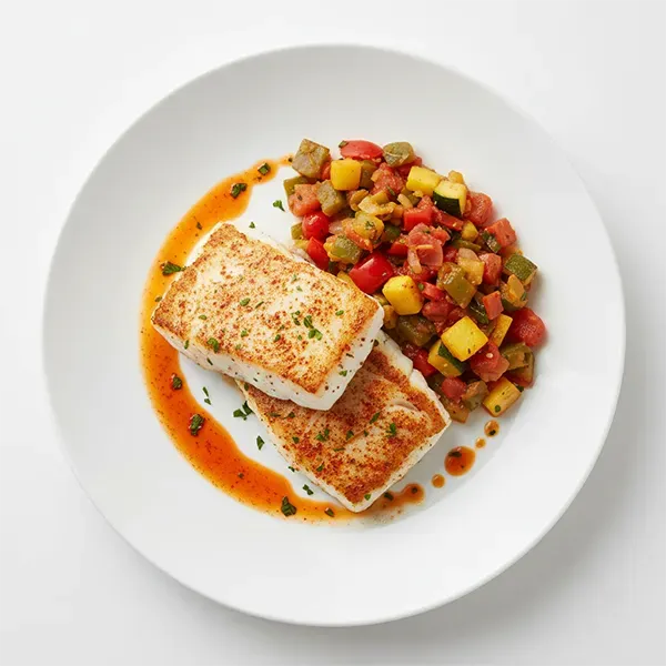 Smoked Paprika Fish with Spanish Pisto