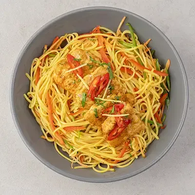 Ginger Pepper Fish with Scallion Hakka Noodle