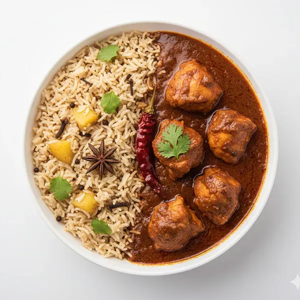 Goan Chicken Curry with Arroz Pulao