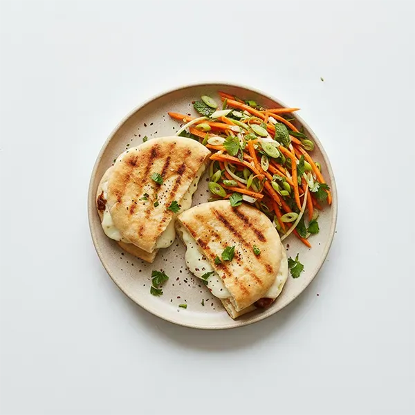 Halloumi Aryees With Carrot and Scallion Salad