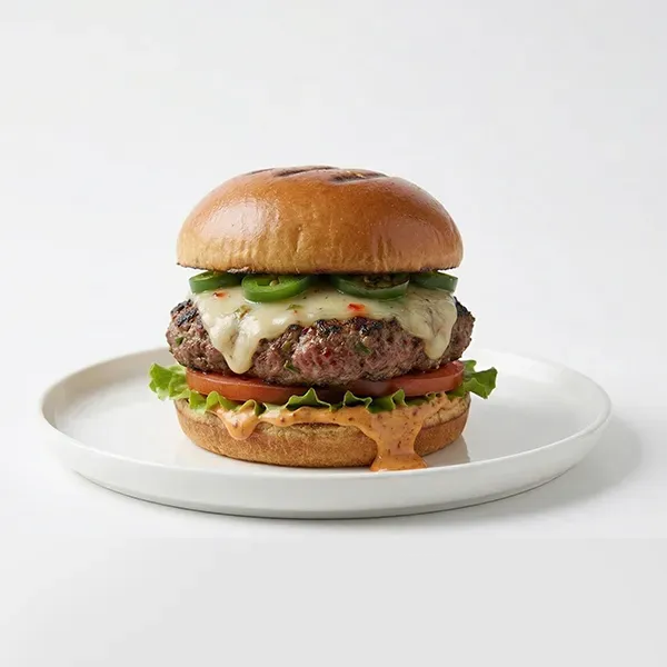 Jalapeño Beef Burger with Pepper Jack and Chipotle Mayo