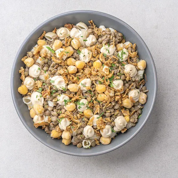 Koshari with Spiced Tahini Yoghurt Macaroni Pasta