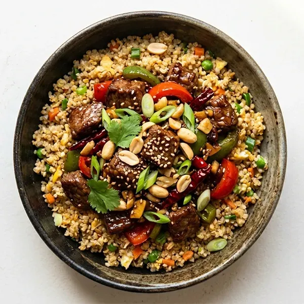 Kung pao beef with Sauteed quinoa