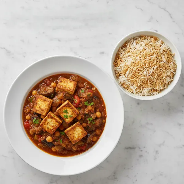 Lebanese Tofu and Vegetable Maghmour Served With Vermicelli Rice