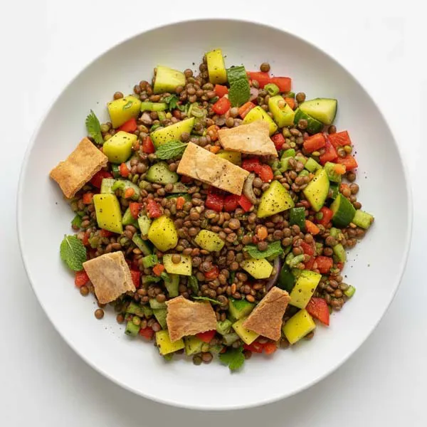 Lentil and Raw Mango Salad With Lavash Crisp