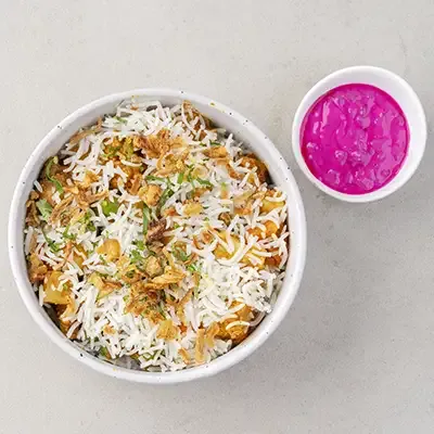 Malabar Vegetable Biryani with Beetroot Raita