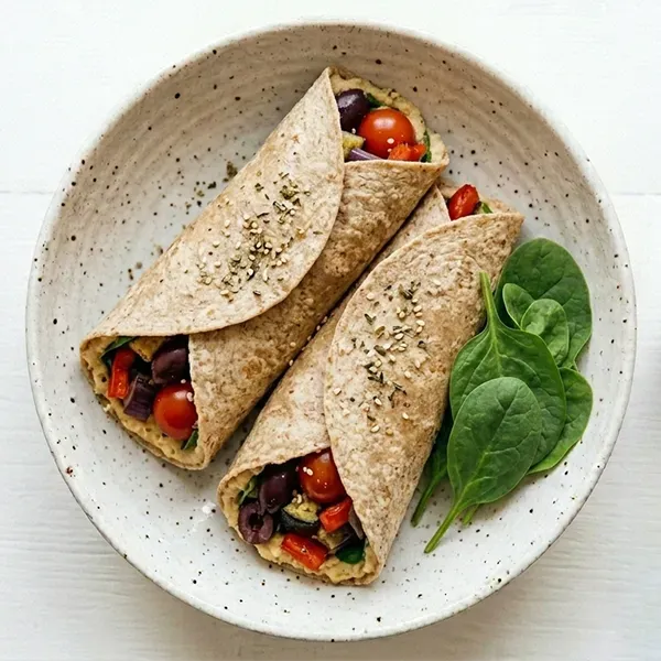 Mediterranean Bean and roasted vegetable Wrap