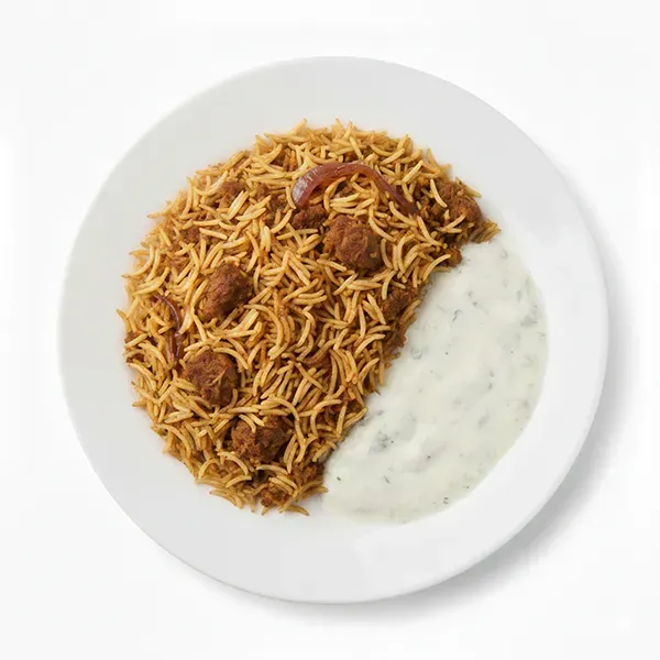 Mutton keema pulao with burani raita
