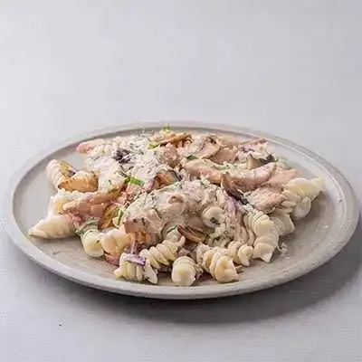 Parmesan Chicken Breast with Fusilli Carbonara