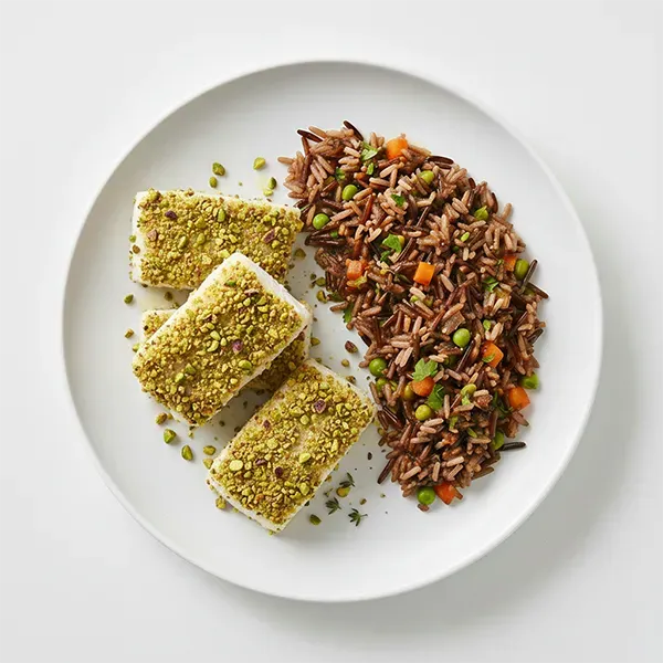Pistachio Crusted Salmon with Wild Rice Mix