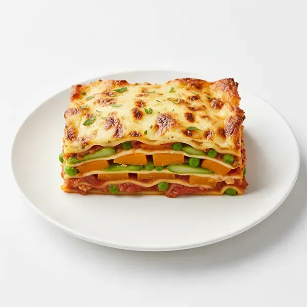 Rainbow Vegetable Lasagna With Pumpkin Asparagus and peas