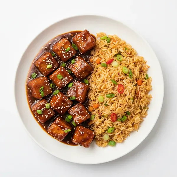 Sesame Gobi "Manchurian with chilli garlic Edamame fried rice