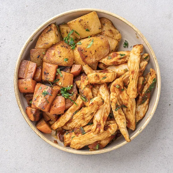 Seven Spice Roast Chicken with Charred Carrots & Potato