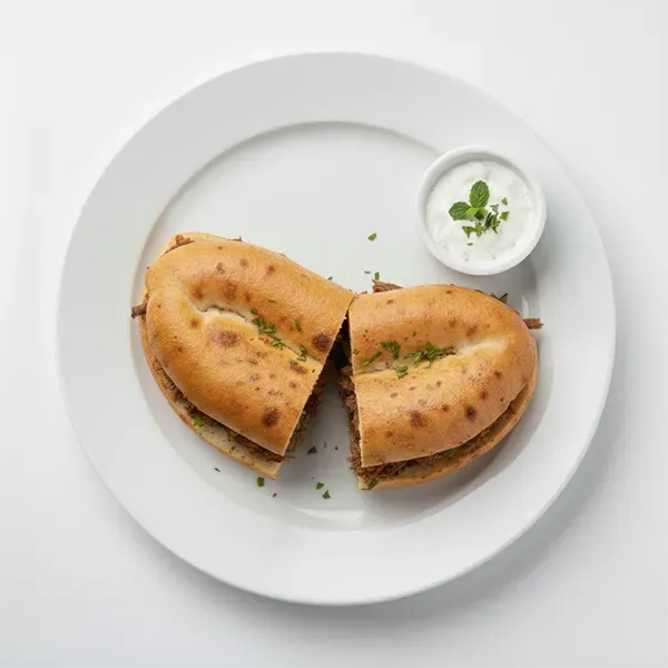 Shredded Beef Sumac Samoon With Mint Toum