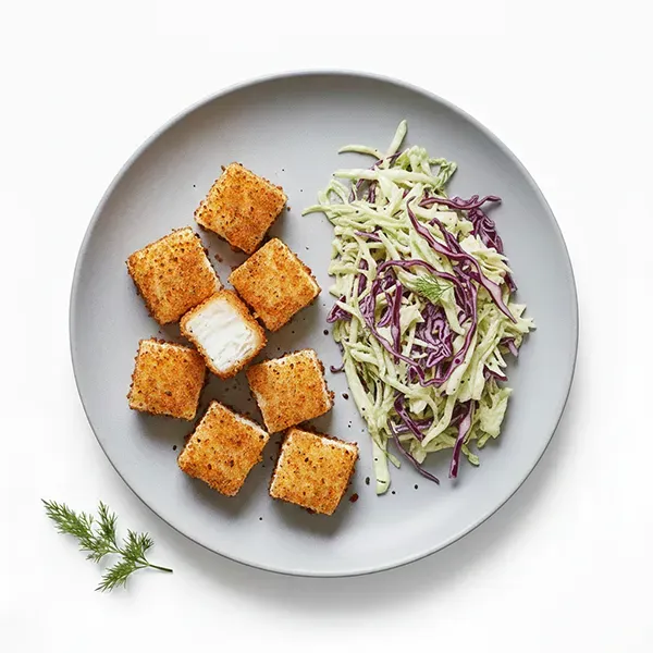 Southern fried fish with dual cabbage coleslaw