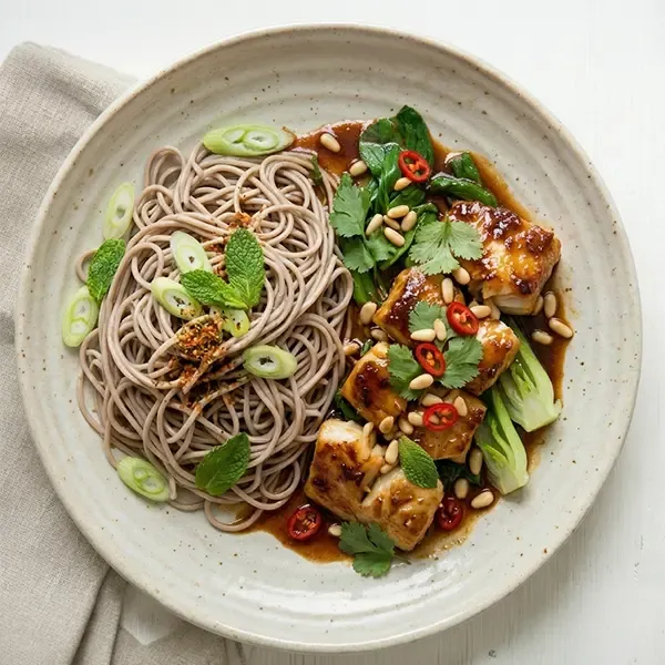 Spiced Miso Fish with soba noodle