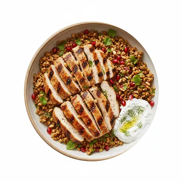 Sumac & Za’atar Chicken with Freekeh Pilaf & Pomegranate