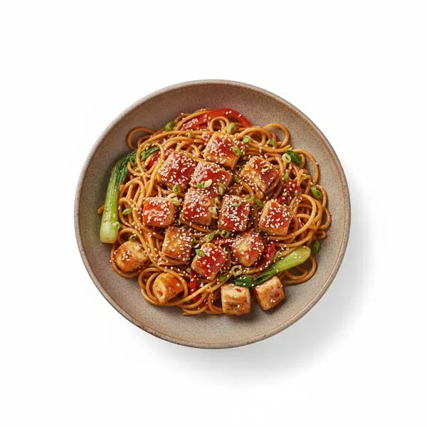 Sweet Chili Salmon with Garlic Soya Noodles