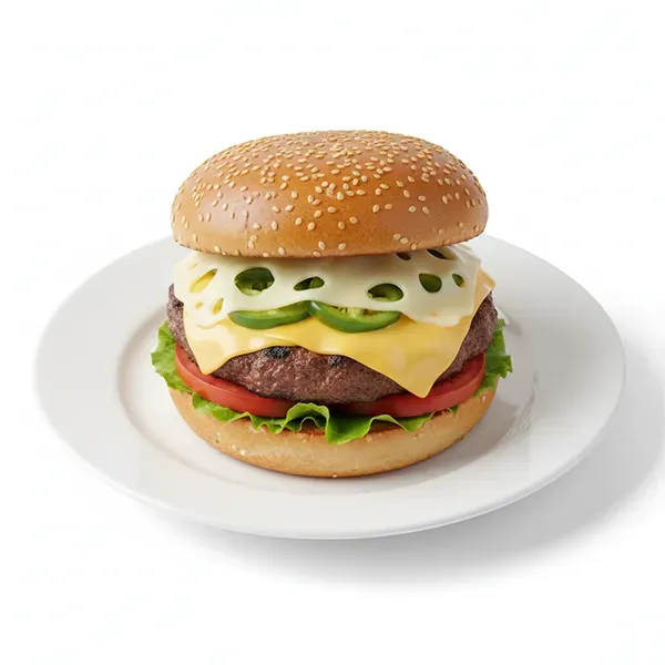 Swiss Cheese and Jalapeño Cheese Burger