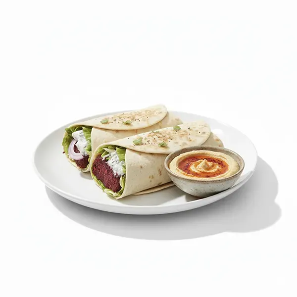 Beetroot Kebab Wrap With Chilli garlic Hummus